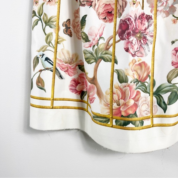 Thakoon Runway Birdcage Print Silk Duchesse Halter Dress Size 2 Yellow Multi - Picture 4 of 11